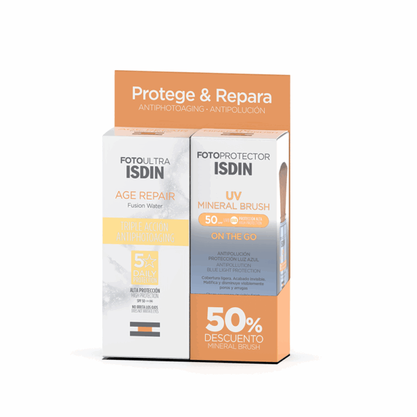 Kit Fotoultra Age Repair Fluid Spf 50+X 50 Ml LLeva 50% En Fotoprotector Uv Mineral Sun Brush Spf 50+ X 2 Gr Isdin