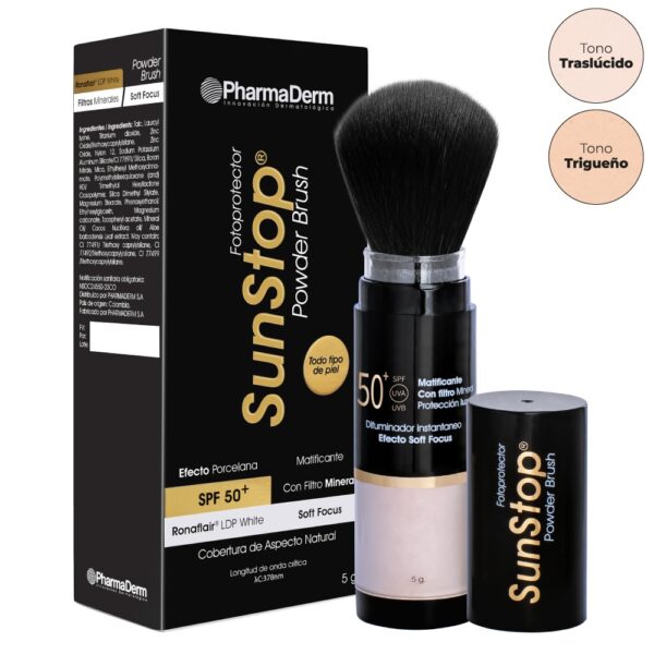 Sunstop Powder Brush Traslucido Spf 50+ X 5 Gr Pharmaderm
