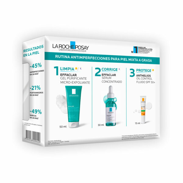 Kit Effaclar Serum Ultra Concentrado X 30 Ml + Effacar Gel Microexfoliante X 50 Ml + Anthelios Uvmune400 X 15Ml